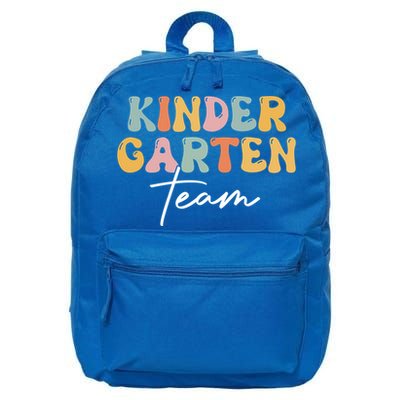 Kindergarten Team Retro Groovy Happy First Day Of School Gift 16 in Basic Backpack