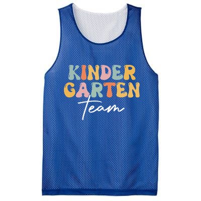 Kindergarten Team Retro Groovy Happy First Day Of School Gift Mesh Reversible Basketball Jersey Tank