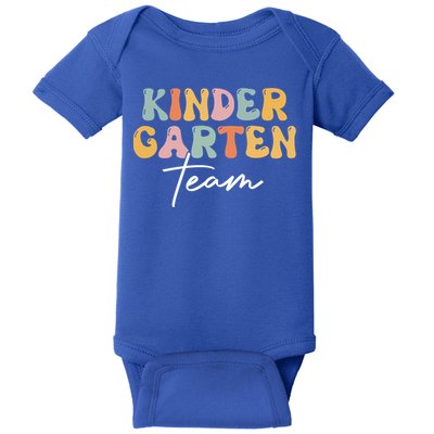 Kindergarten Team Retro Groovy Happy First Day Of School Gift Baby Bodysuit
