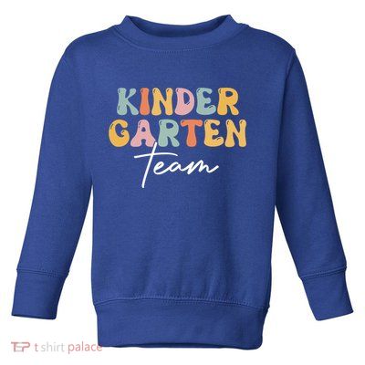 Kindergarten Team Retro Groovy Happy First Day Of School Gift Toddler Sweatshirt