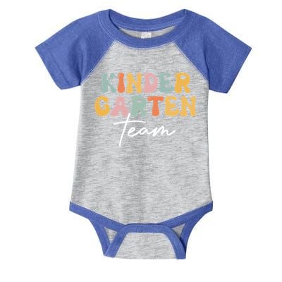 Kindergarten Team Retro Groovy Happy First Day Of School Gift Infant Baby Jersey Bodysuit