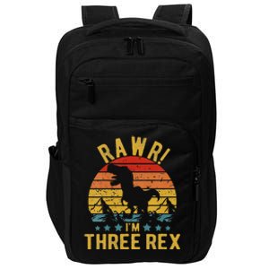 Kids Three Rex 3rd Birthday Dinosaur 3 Year Old Rawr Boy Girl Impact Tech Backpack