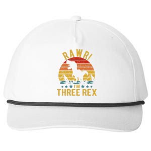 Kids Three Rex 3rd Birthday Dinosaur 3 Year Old Rawr Boy Girl Snapback Five-Panel Rope Hat