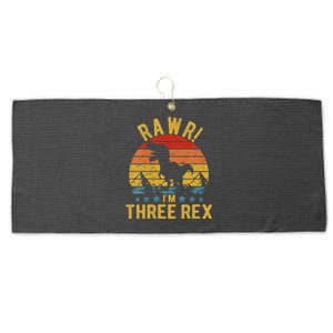 Kids Three Rex 3rd Birthday Dinosaur 3 Year Old Rawr Boy Girl Large Microfiber Waffle Golf Towel