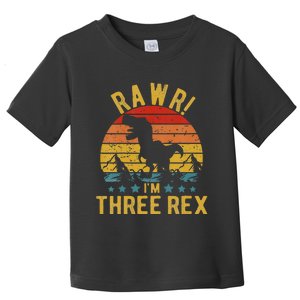 Kids Three Rex 3rd Birthday Dinosaur 3 Year Old Rawr Boy Girl Toddler T-Shirt