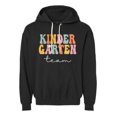 Kindergarten Team Retro Groovy Vintage First Day Of School Garment-Dyed Fleece Hoodie