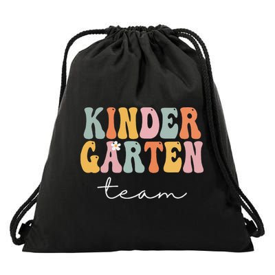 Kindergarten Team Retro Groovy Vintage First Day Of School Drawstring Bag