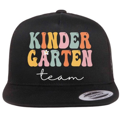 Kindergarten Team Retro Groovy Vintage First Day Of School Flatbill Hat