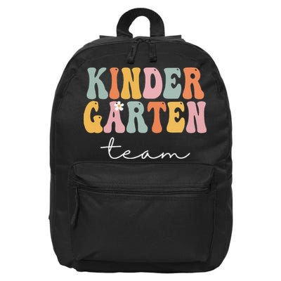 Kindergarten Team Retro Groovy Vintage First Day Of School 16 in Basic Backpack