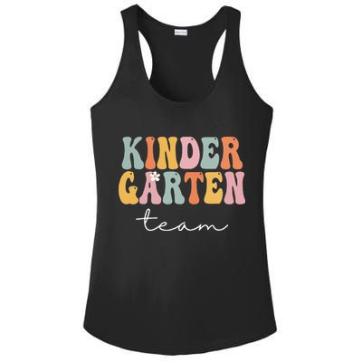 Kindergarten Team Retro Groovy Vintage First Day Of School Ladies PosiCharge Competitor Racerback Tank