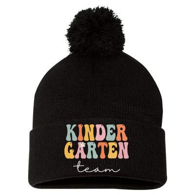 Kindergarten Team Retro Groovy Vintage First Day Of School Pom Pom 12in Knit Beanie