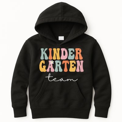 Kindergarten Team Retro Groovy Vintage First Day Of School Kids Hoodie