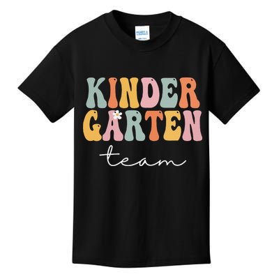 Kindergarten Team Retro Groovy Vintage First Day Of School Kids T-Shirt
