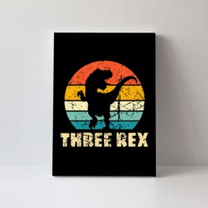 Kids Three Rex 3rd Birthday Third Dinosaur 3 Year Old Canvas