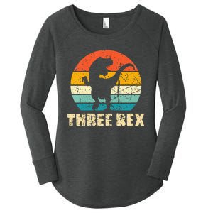 Kids Three Rex 3rd Birthday Third Dinosaur 3 Year Old Women's Perfect Tri Tunic Long Sleeve Shirt