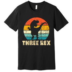 Kids Three Rex 3rd Birthday Third Dinosaur 3 Year Old Premium T-Shirt