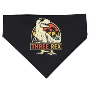 Kids Three Rex 3rd Birthday Third Dinosaur 3 Year Old USA-Made Doggie Bandana