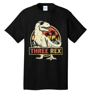 Kids Three Rex 3rd Birthday Third Dinosaur 3 Year Old Tall T-Shirt