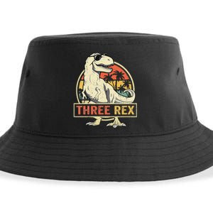 Kids Three Rex 3rd Birthday Third Dinosaur 3 Year Old Sustainable Bucket Hat