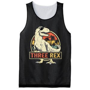 Kids Three Rex 3rd Birthday Third Dinosaur 3 Year Old Mesh Reversible Basketball Jersey Tank