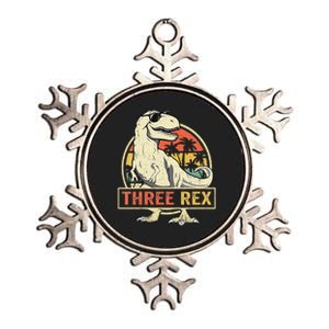 Kids Three Rex 3rd Birthday Third Dinosaur 3 Year Old Metallic Star Ornament