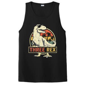 Kids Three Rex 3rd Birthday Third Dinosaur 3 Year Old PosiCharge Competitor Tank