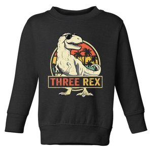 Kids Three Rex 3rd Birthday Third Dinosaur 3 Year Old Toddler Sweatshirt