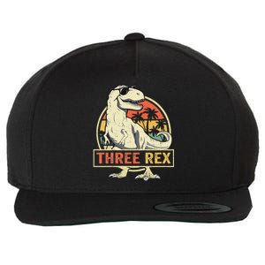 Kids Three Rex 3rd Birthday Third Dinosaur 3 Year Old Wool Snapback Cap