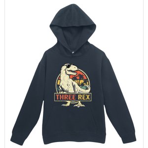 Kids Three Rex 3rd Birthday Third Dinosaur 3 Year Old Urban Pullover Hoodie