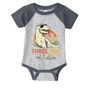 Kids Three Rex 3rd Birthday Third Dinosaur 3 Year Old Infant Baby Jersey Bodysuit