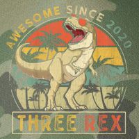 K.ids Three Rex 3rd Birthday S.hirt Third Dinosaur 3 Year Old Legacy Tie Dye Trucker Hat