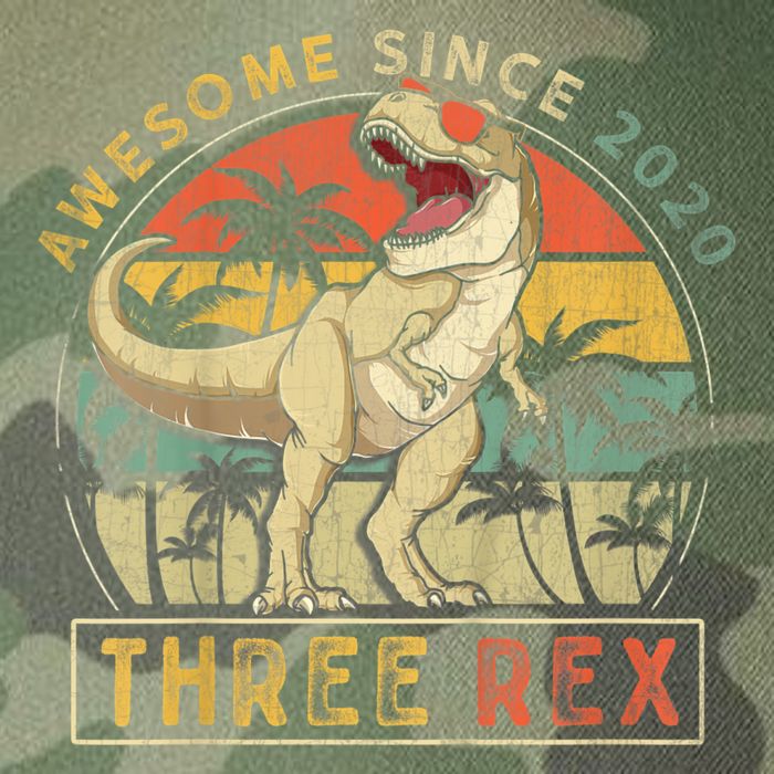 K.ids Three Rex 3rd Birthday S.hirt Third Dinosaur 3 Year Old Legacy Tie Dye Trucker Hat