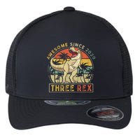 K.ids Three Rex 3rd Birthday S.hirt Third Dinosaur 3 Year Old Flexfit Unipanel Trucker Cap