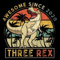 K.ids Three Rex 3rd Birthday S.hirt Third Dinosaur 3 Year Old Flexfit Unipanel Trucker Cap
