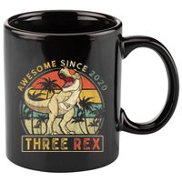 K.ids Three Rex 3rd Birthday S.hirt Third Dinosaur 3 Year Old 11oz C Handle Ceramic Mug