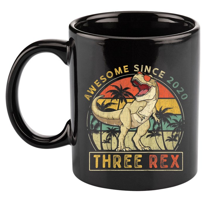 K.ids Three Rex 3rd Birthday S.hirt Third Dinosaur 3 Year Old 11oz C Handle Ceramic Mug