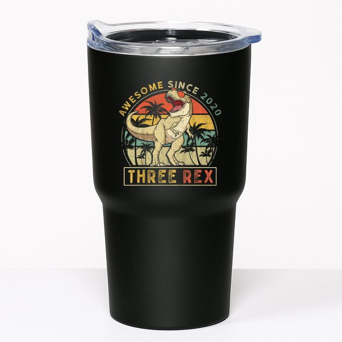 K.ids Three Rex 3rd Birthday S.hirt Third Dinosaur 3 Year Old Tumbler