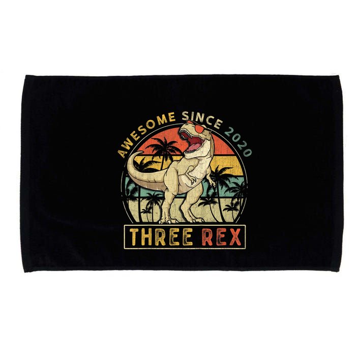 K.ids Three Rex 3rd Birthday S.hirt Third Dinosaur 3 Year Old Microfiber Hand Towel