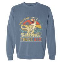 K.ids Three Rex 3rd Birthday S.hirt Third Dinosaur 3 Year Old Garment-Dyed Sweatshirt