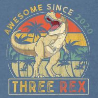 K.ids Three Rex 3rd Birthday S.hirt Third Dinosaur 3 Year Old Garment-Dyed Sweatshirt