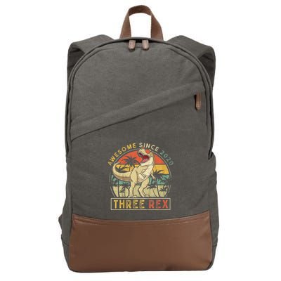 K.ids Three Rex 3rd Birthday S.hirt Third Dinosaur 3 Year Old Cotton Canvas Backpack