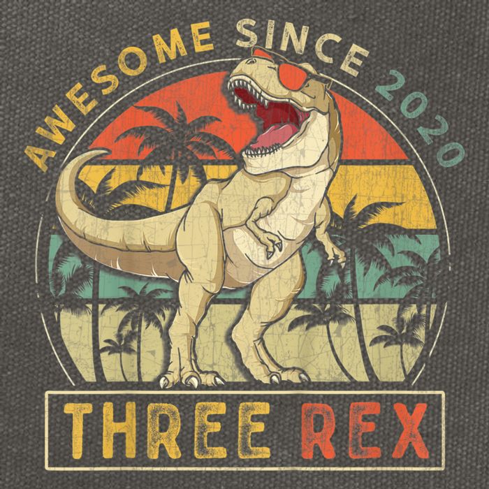 K.ids Three Rex 3rd Birthday S.hirt Third Dinosaur 3 Year Old Cotton Canvas Backpack