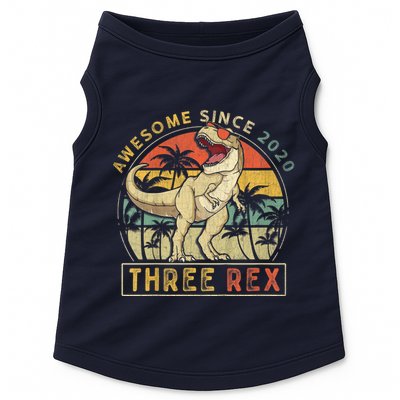K.ids Three Rex 3rd Birthday S.hirt Third Dinosaur 3 Year Old Doggie Tank
