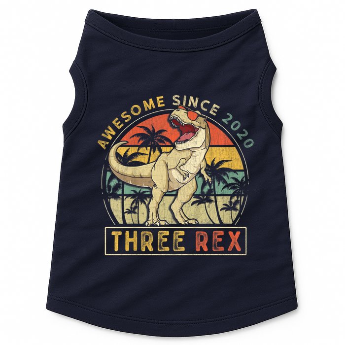 K.ids Three Rex 3rd Birthday S.hirt Third Dinosaur 3 Year Old Doggie Tank