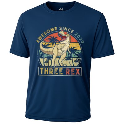 K.ids Three Rex 3rd Birthday S.hirt Third Dinosaur 3 Year Old Performance Shirt