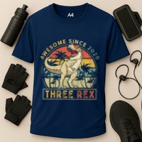 K.ids Three Rex 3rd Birthday S.hirt Third Dinosaur 3 Year Old Performance Shirt