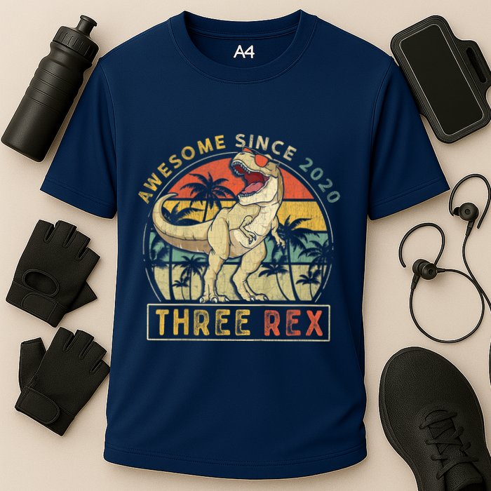 K.ids Three Rex 3rd Birthday S.hirt Third Dinosaur 3 Year Old Performance Shirt