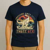 K.ids Three Rex 3rd Birthday S.hirt Third Dinosaur 3 Year Old T-Shirt