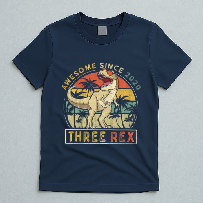 K.ids Three Rex 3rd Birthday S.hirt Third Dinosaur 3 Year Old T-Shirt