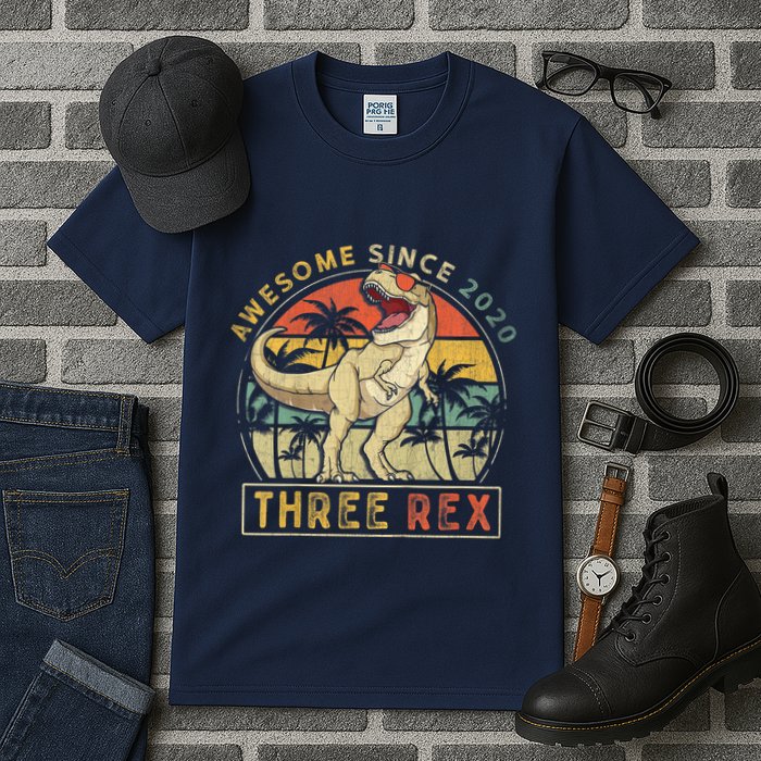 K.ids Three Rex 3rd Birthday S.hirt Third Dinosaur 3 Year Old Tall T-Shirt